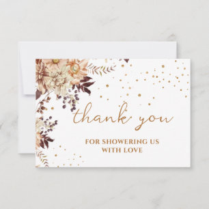 Boho Flowers fall bridal shower thank you card
