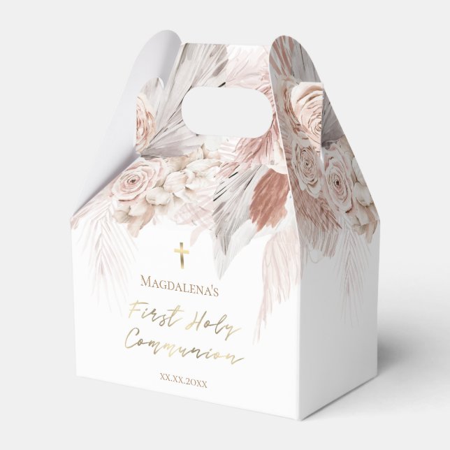 boho flowers First Holy Communion Favour Box (Front Side)