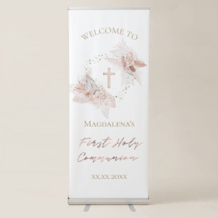 boho flowers First Holy Communion welcome sign
