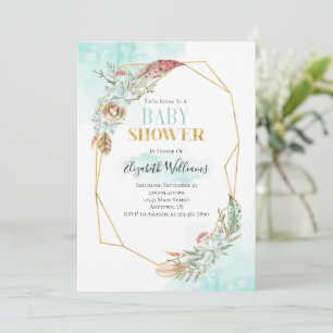 Boho Flowers Frame Baby Shower Invitation