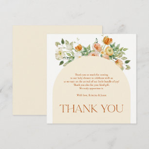 Boho Flowers Girl Baby Shower Thank You Card