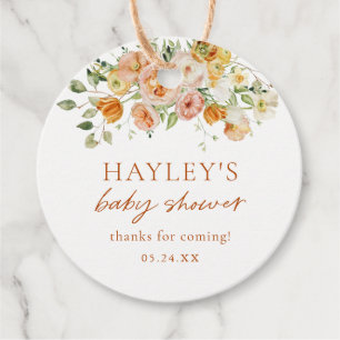 Boho Flowers Girl Baby Shower Thank You Favour Tags