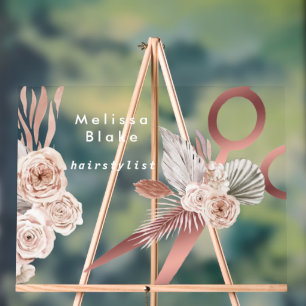 boho flowers hairstylist acrylic sign