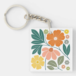 Boho Flowers Key Ring