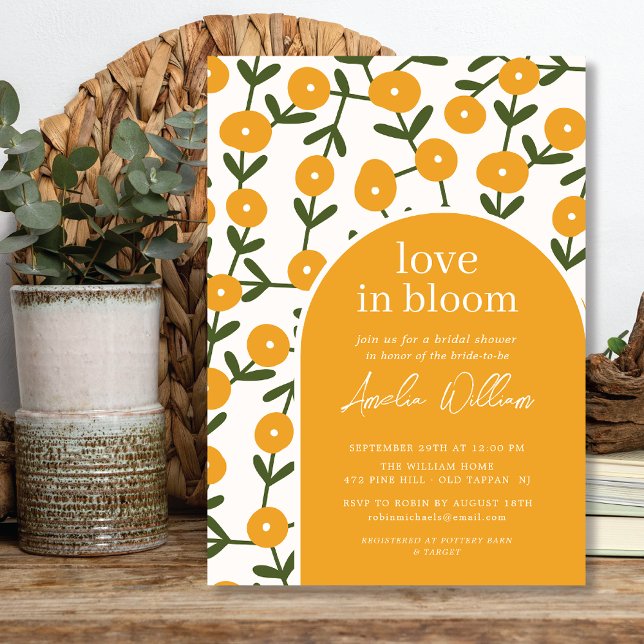 Boho Flowers Love In Bloom Bridal Shower Invitation (Creator Uploaded)