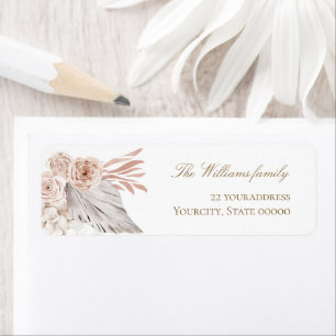 boho flowers pampas grass label