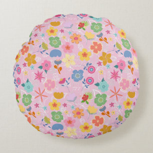 Boho Flowers Pattern B01.w LPink BG Round Cushion