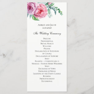 Boho flowers program. Bohemian wedding ceremony Programme