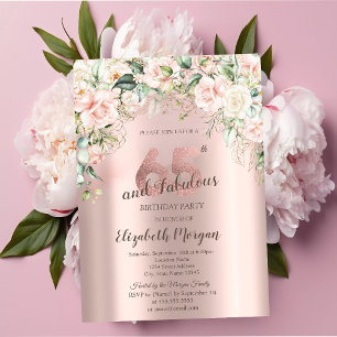 Boho Flowers Roses Rose Gold 65th Birthday Invitation