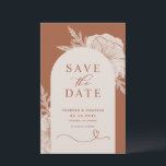 Boho Flowers Terracotta Arch Save the Date Card<br><div class="desc">Save the date! Announce your wedding date to family and friends with this customisable save the date announcement card. It features botanical line art illustration and classic typography. Personalise this floral save the date card by adding your own names, date, venue and other details. This boho save the date card...</div>