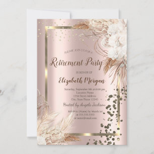 Boho Flowers Terracotta Confetti Retirement Invitation