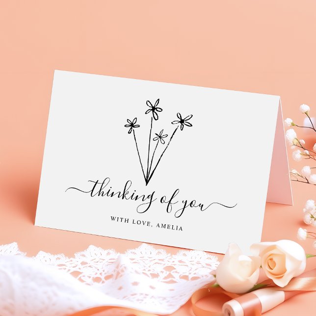 Boho Flowers Thinking of You Sympathy Card (Creator Uploaded)