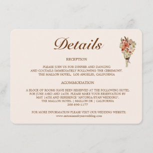 Boho Flowers Wedding Details Card