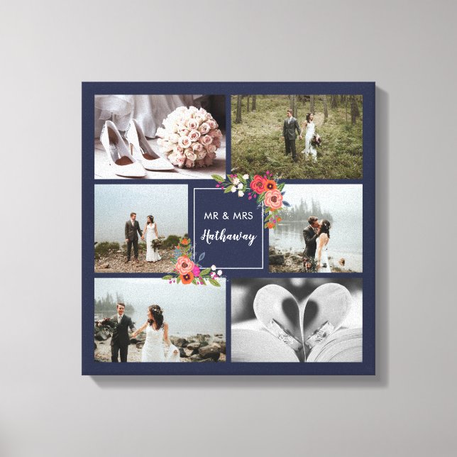 Boho Flowers - Wedding Photo Collage Canvas Print (Front)