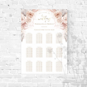 boho flowers wedding seating chart