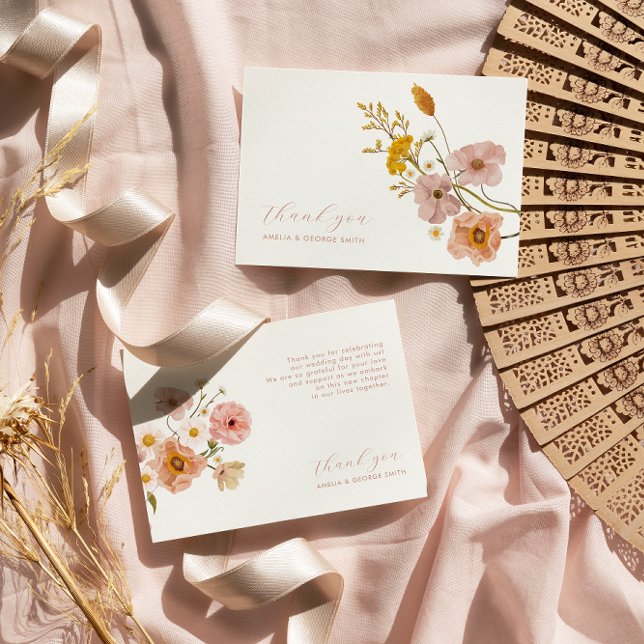 Boho Flowers wedding thank you card, Whimsical  (Creator Uploaded)