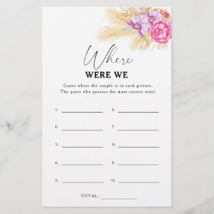 Boho flowers - Where were we bridal shower game