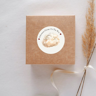 Boho Fluffy Cloud Beige Baby Shower Classic Round Sticker