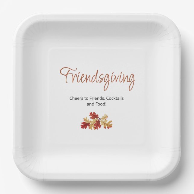 Boho Foliage Friendsgiving Modern Thanksgiving  Paper Plate (Front)