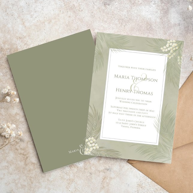 Boho Foliage Watercolor Tropical Palm Leaves Invitation (Creator Uploaded)