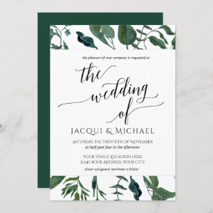 BOHO Foliage Wedding Minimalist Leaf   Square Invitation