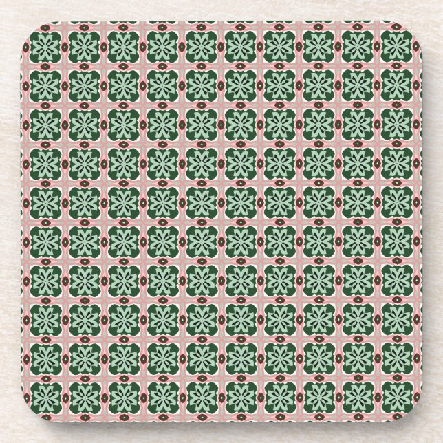Boho Folk Art Eclectic Retro Christmas Pattern Coaster (Front)