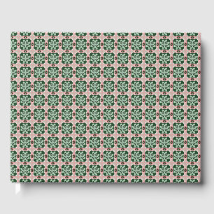 Boho Folk Art Eclectic Retro Christmas Pattern Guest Book