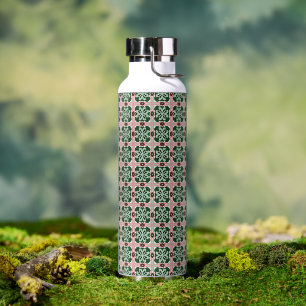 Boho Folk Art Eclectic Retro Christmas Pattern Water Bottle