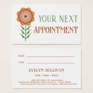 boho folk art flower appointment card