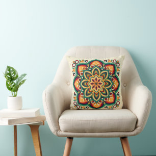 Boho Folk Art Flower Cushion