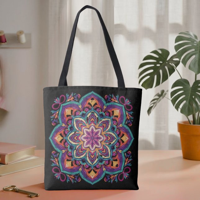 Boho Folk Art Flower Tote Bag (Creator Uploaded)