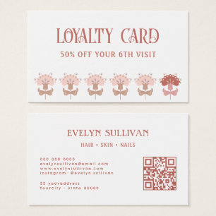 boho folk art flowers qr code loyalty card