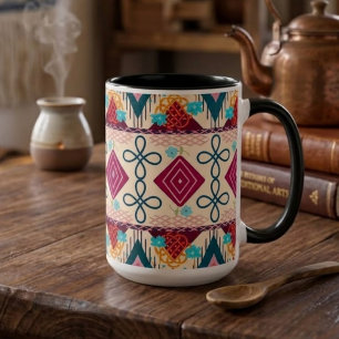 Boho Folk Art Two-Tone Coffee Mug