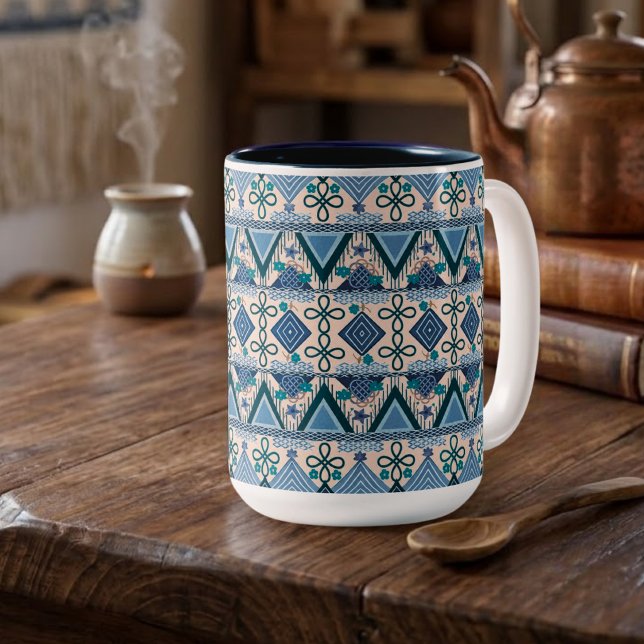 Boho Folk Art Two-Tone Coffee Mug (Creator Uploaded)