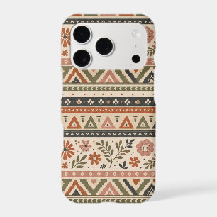 Boho Folk Floral Geometric Seamless Pattern