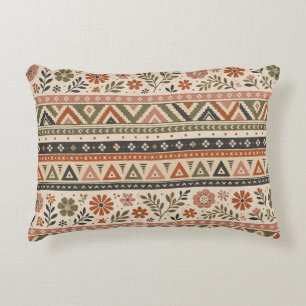 Boho Folk Floral Geometric Seamless Pattern Decorative Cushion
