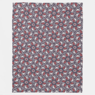 Boho Folk Hearts Pattern Tile Fleece Blanket