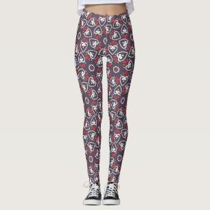 Boho Folk Hearts Pattern Tile Leggings