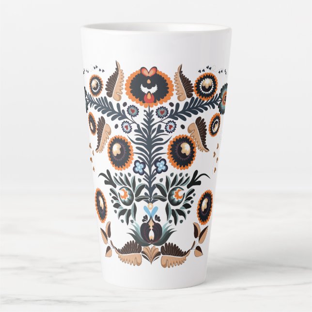 Boho Folk Pattern Latte Mug (Front)