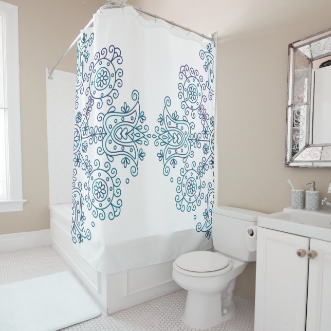 Boho Folk Pattern Shower Curtain (In Situ)