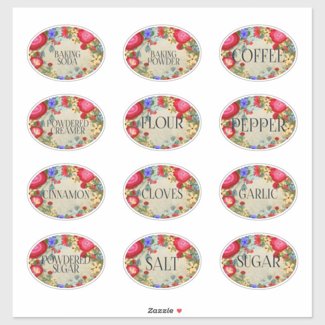 Boho Folkart Kitchen Spices Labels (Sheet)