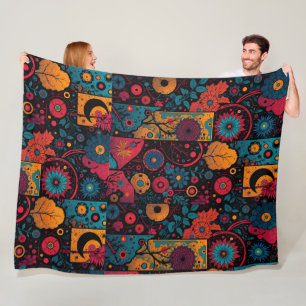 Boho Folkloric Floral and Mandala Pattern Blanket