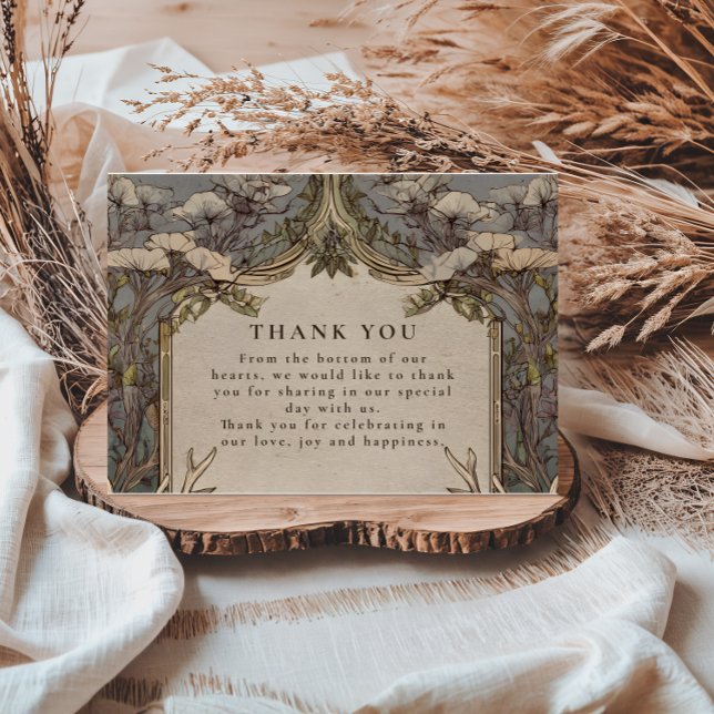 Boho Forest Antler Wedding Thank You Card (Creator Uploaded)