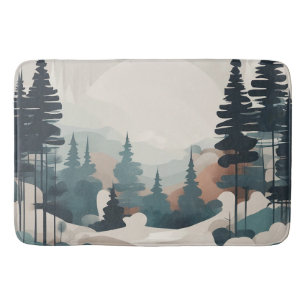 Boho Forest Landscape Artwork Bath Mat