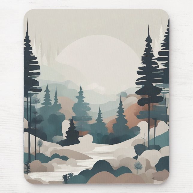Boho Forest Landscape Artwork Mouse Mat (Front)