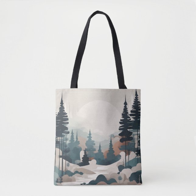 Boho Forest Landscape Artwork Tote Bag (Front)