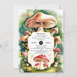 Boho Forest Mushroom Birthday Invitation