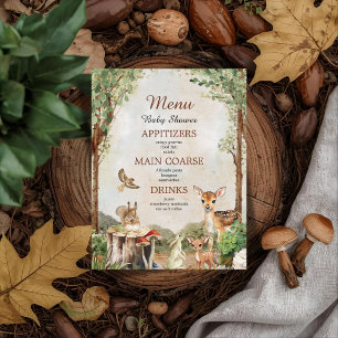 Boho forest Woodland animals Rustic Baby Shower Flyer