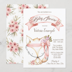 Boho Fox Baby Girl Shower Invitations