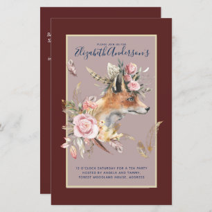 Boho FOX Bridal Shower Woodland Feathers Floral